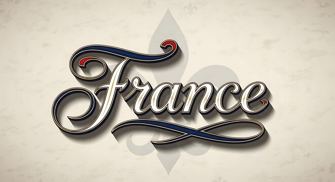 Elegant typography of france with fleur-de-lis symbol typography lettering
