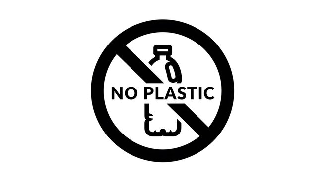 No plastic prohibited symbol icon sign with prohibited environment pollution