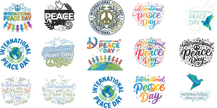 International Peace Day Vector Designs and Logos Set