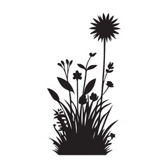 Obraz premium Alpine Wildflowers vector silhouette illustration concept design set collection