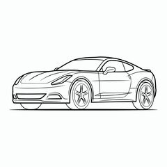 Fototapeta premium Modern Supercar Coloring Page Vector – Side and Front View Outline Drawing