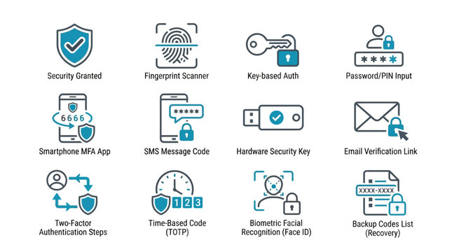 Collection of security and technology icons set.