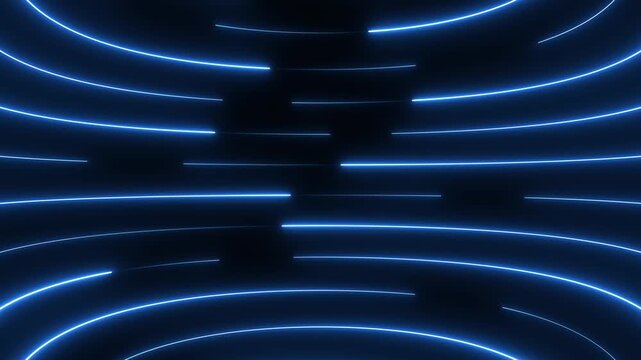 Neon lights blinking lines moving animation. Seamless loop animation of glowing neon line. Animated horizontal glowing neon line. Neon color lines as colorful laser wallpaper.