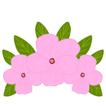 Bunch of Pink Flowers With Leaves