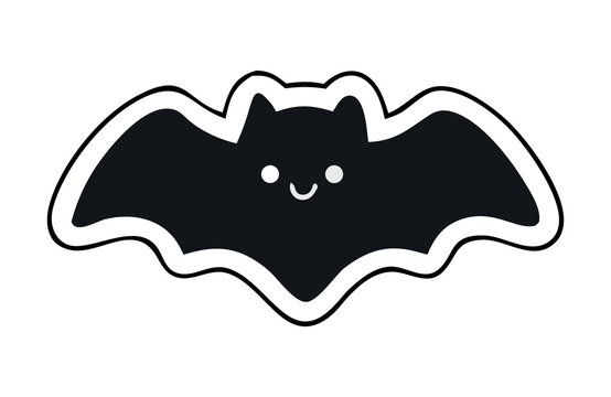 Cute cartoon bat silhouette halloween icon with halloween silhouette creature minimalist