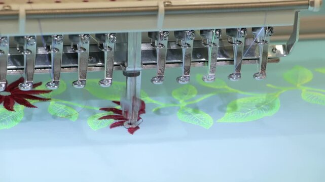 Watch an advanced industrial embroidery machine bring a digital design to life.