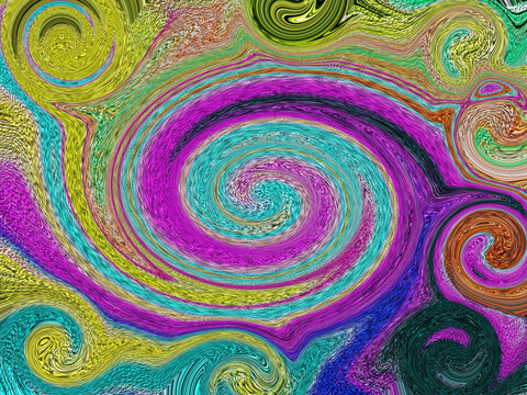 Vibrant multicolored swirl pattern creating dynamic fluid motion texture for modern digital artistic background design concepts