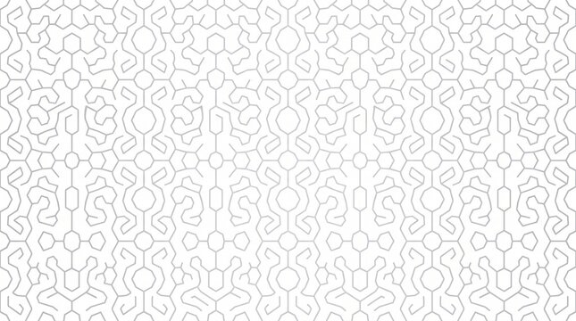 Abstract geometric seamless pattern with hexagonal grid and maze lines