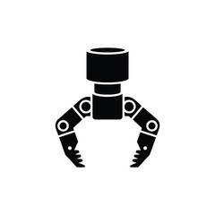 Fototapeta premium Black Robotic Arm Claw Gripper Vector Icon