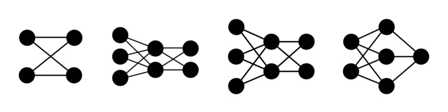 Network node icon set, connection structure and data link symbols