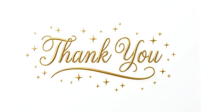 Thank you cursive calligraphy text with floating gold sparkles calligraphy sparkles typography greeting