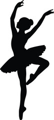 Fototapeta premium Ballerina in a graceful arabesque pose captured as a delicate black silhouette.