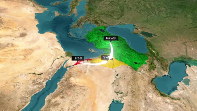 Turkey Israel Syria Political Map Comparison Animation