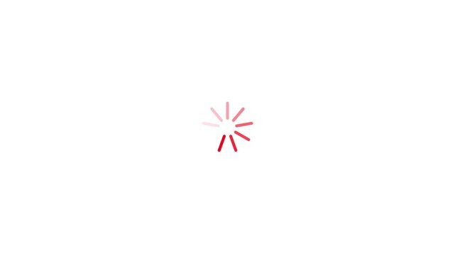 Red Loading wheel animation . Animation  circle loading gif video icon. Loading circle animation. Seamless Loop. Dots, circle and animation icon for white background 4k stock  video.
