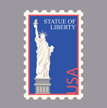 Statue of Liberty USA Postage Stamp Vector Illustration