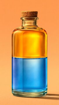 Layered Liquids in Corked Glass Bottle