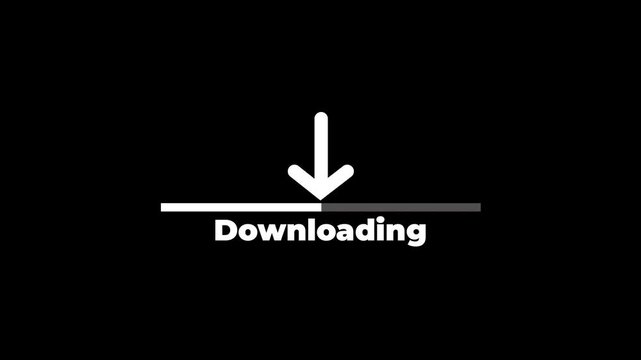 Downloading progress bar button icon sign animation on transparent background. Downloading button with arrow sign animation .