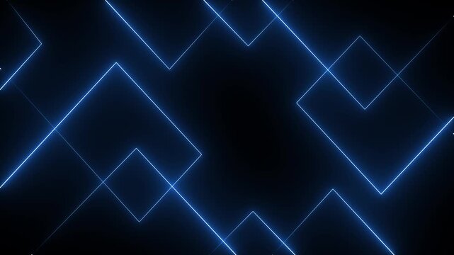 abstract glowing neon lines in blue for music dj party vibrant abstract background featuring dynamic neon line patterns in,abstract blue neon light,stage, party, dj music background.4k video.