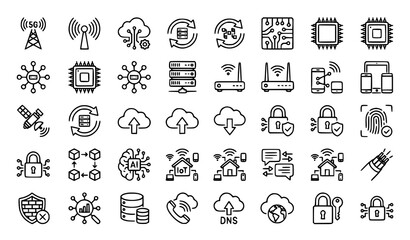Fototapeta premium 5G Network and Digital Connectivity Flat Icon Set Vector