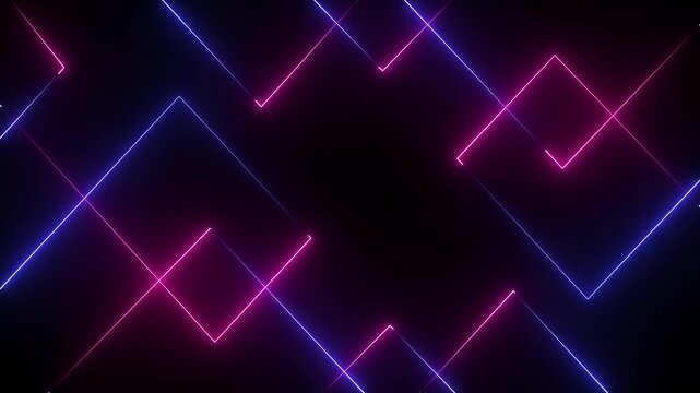 abstract glowing neon lines in blue and pink for music dj party vibrant abstract background featuring dynamic neon line patterns in,abstract blue and pink neon light,stage,party,dj music background.4k