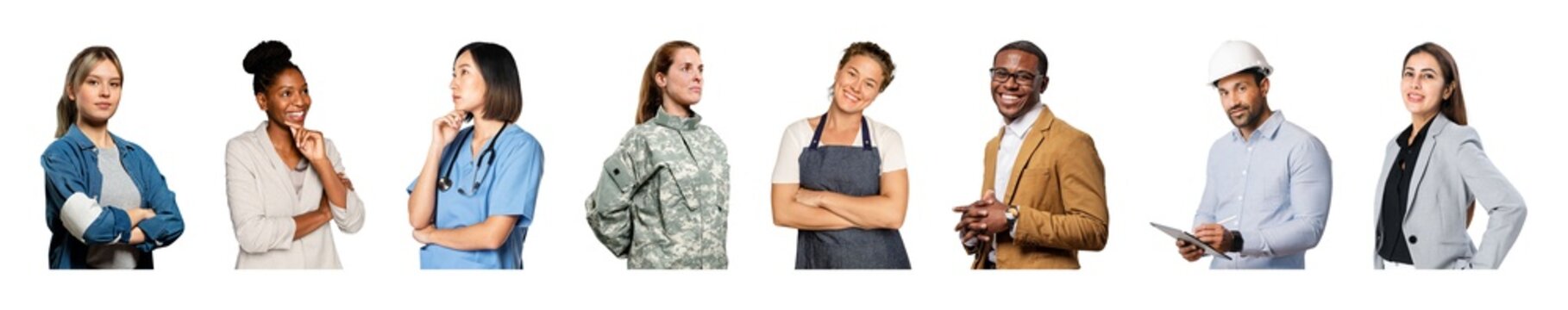 Diverse professionals in various roles