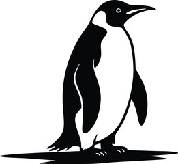 Obraz premium Penguin vector silhouette, emperor penguin icon, black and white bird graphic