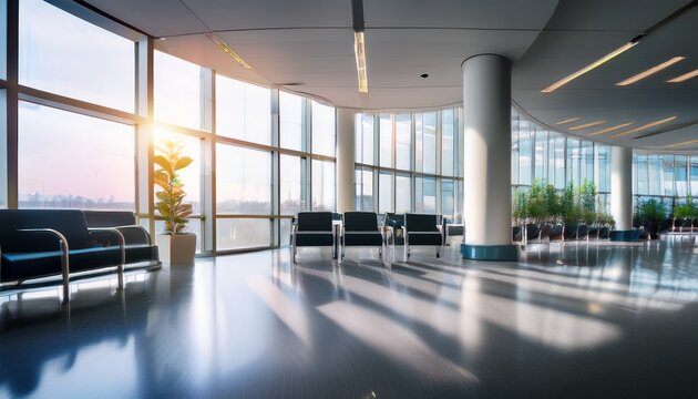 blurred modern office waiting area interior