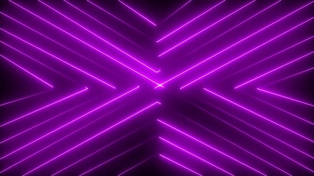 Abstract techno background with pink neon lights.Abstract technology background with bright neon lights. Bright geometric pattern cross shape for party illumination. Seamless loop.4k video.