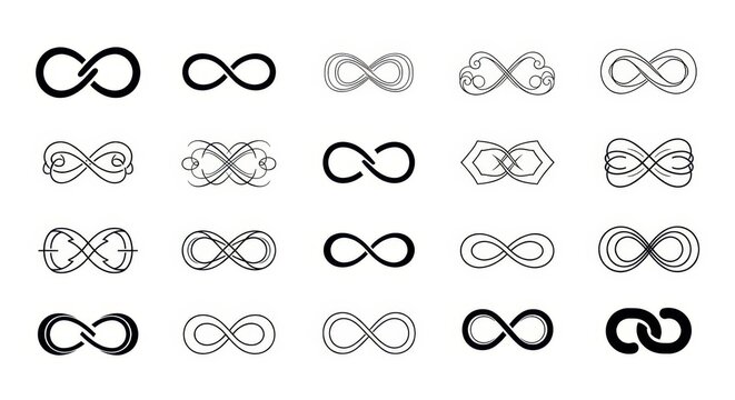 Collection of Infinity Symbols Set Vector Illustration - Various Artistic Endless Loop Icons for Design Projects