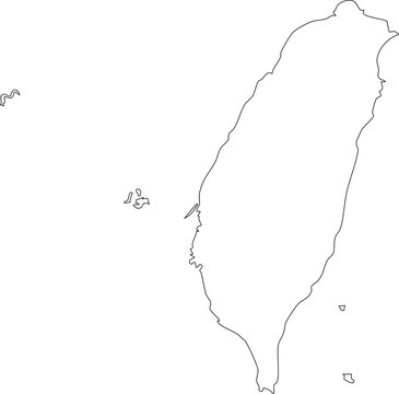 Map of Taiwan Stroke Outline Transparent Editable Vector.