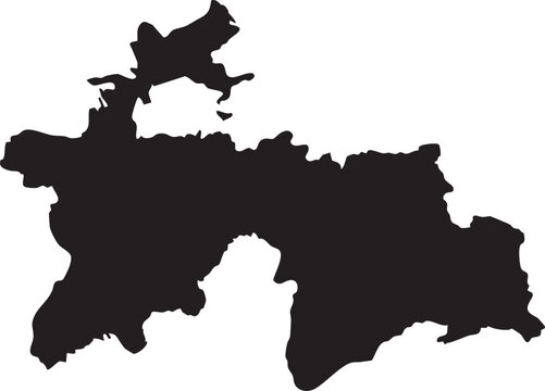Map of Tajikistan Solid Black Silhouette Editable Vector.