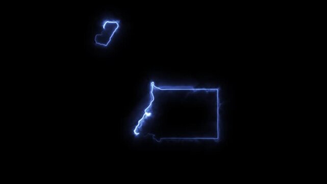 Glowing EQUATORIAL GUINEA Neon Map Motion Graphics isolated on Dark Background