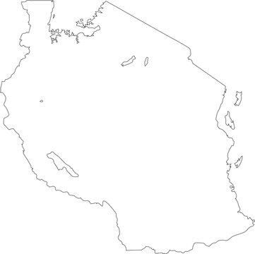 Map of Tanzania Stroke Outline Transparent Editable Vector.