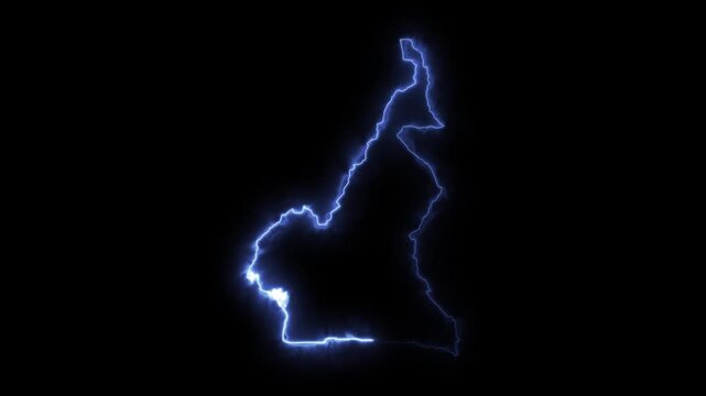 Glowing CAMEROON Neon Map Motion Graphics isolated on Dark Background