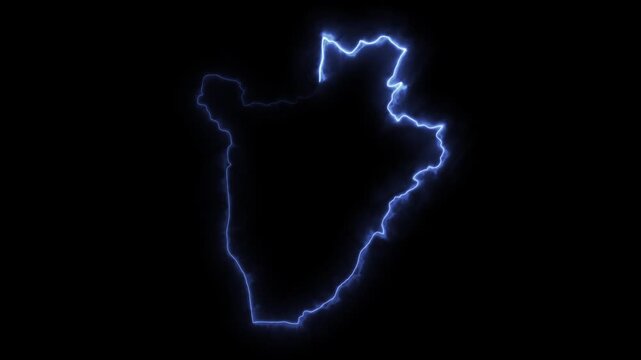 Glowing BURUNDI Neon Map Motion Graphics isolated on Dark Background
