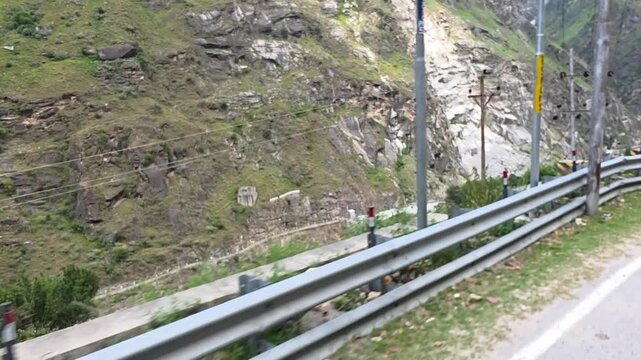 Perilous mountain road along Kinnaur Valley cliffs