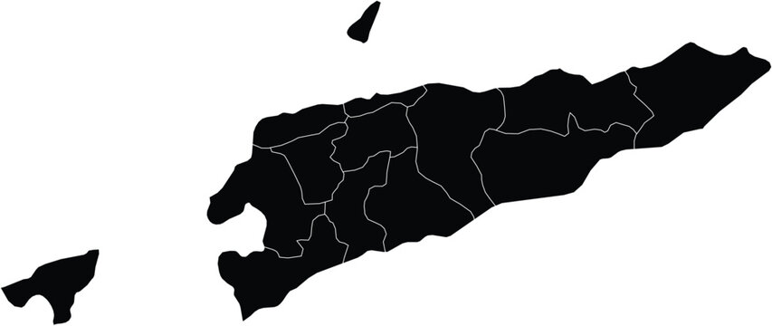 Map of Timor Leste With Adminstrative Regions Silhouette Editable Vector.