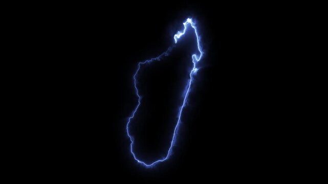 Glowing MADAGASCAR Neon Map Motion Graphics isolated on Dark Background