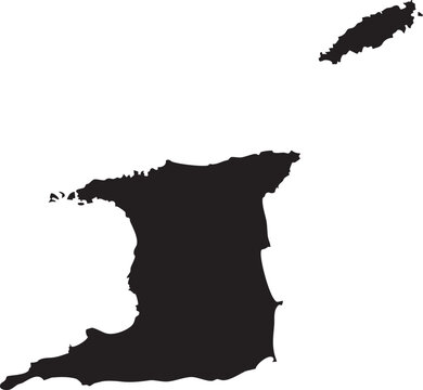 Map of Trinidad and Tobago Solid Black Silhouette Editable Vector.