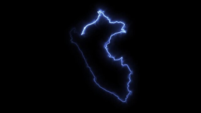 Glowing Peru Neon Map Motion Graphics isolated on Dark Background