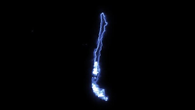 Glowing CHILE Neon Map Motion Graphics isolated on Dark Background