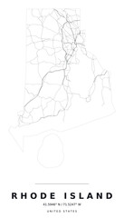 Fototapeta premium Rhode Island Minimalist Highway Map Silhouette Poster, Black and White