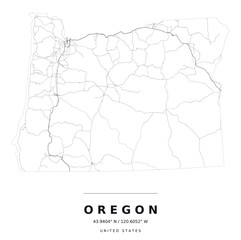 Obraz premium Oregon Minimalist Highway Map Silhouette Poster, Black and White