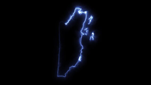 Glowing BELIZE Neon Map Motion Graphics isolated on Dark Background