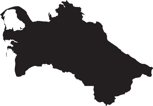 Map of Turkmenistan Solid Black Silhouette Editable Vector