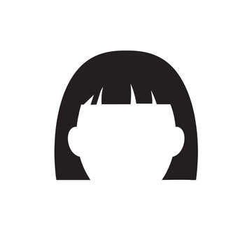 Woman hair silhouette and showing stylized bob haircut with bangs style