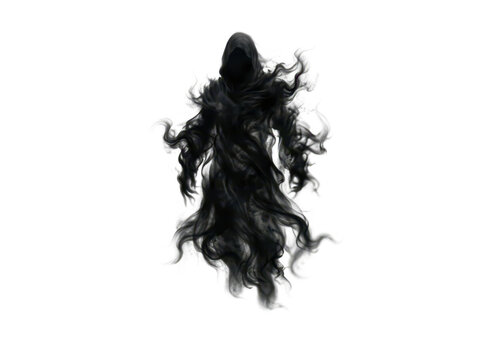 Sinister ghost figure isolated on transparent background. Ideal for Halloween concept art.