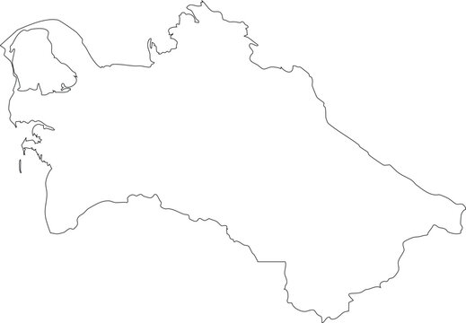 Map of Turkmenistan Stroke Outline Transparent Editable Vector.