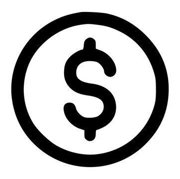Dollar currency symbol icon inside a circle for financial exchange with currency