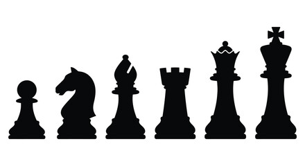 Chess Pieces In A Row Black Silhouette © MDALTUFHOSAIN